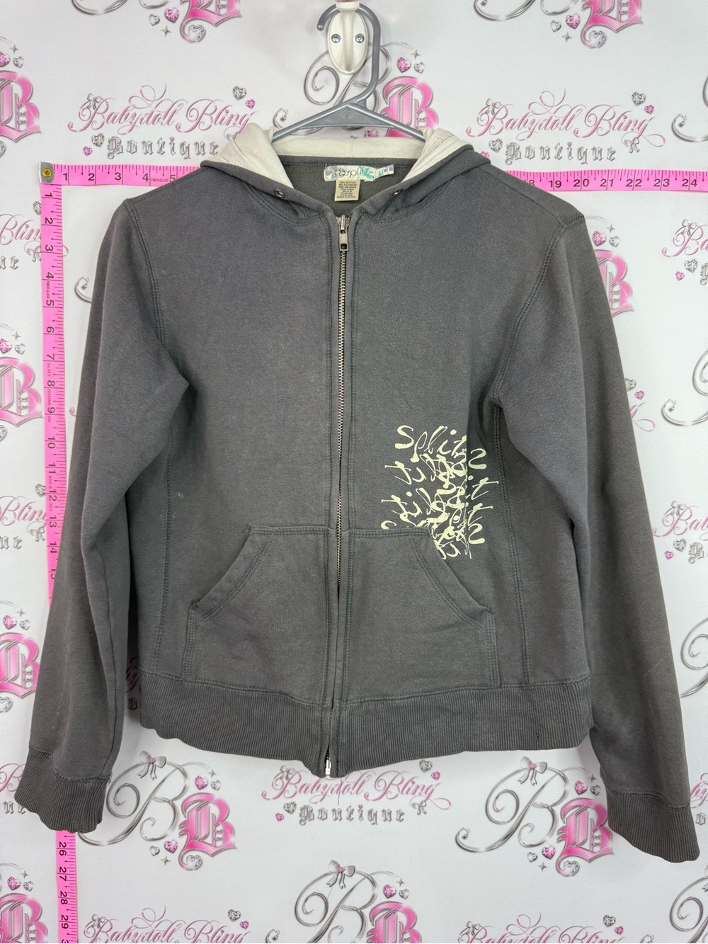 SPLIT hoodie sweater Zip-Up Hoodie with Ivory Graphic tree on back